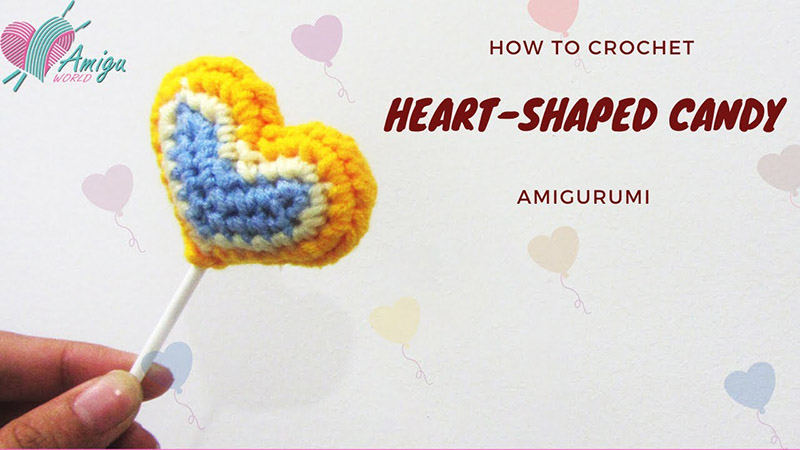 How to crochet heart candy amigurumi free pattern