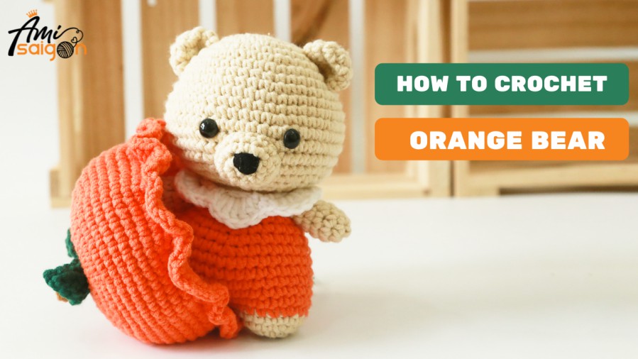Amigurumi bear in orange fruit outfit crochet pattern