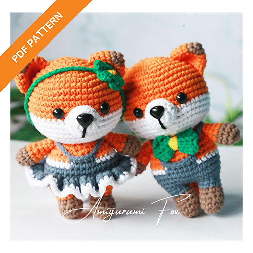 Bundle 2in1 – Pattern Fox Couple crochet amigurumi – Combo2 1415 – English pattern