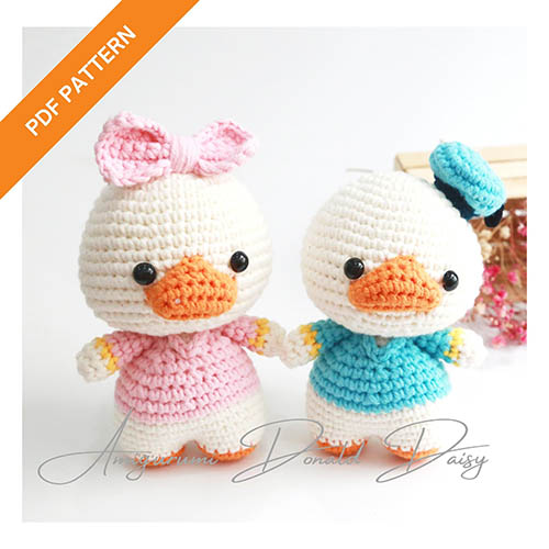 Bundle 2in1 – Pattern Donald and Daisy crochet amigurumi – combo2 2021 – English pattern