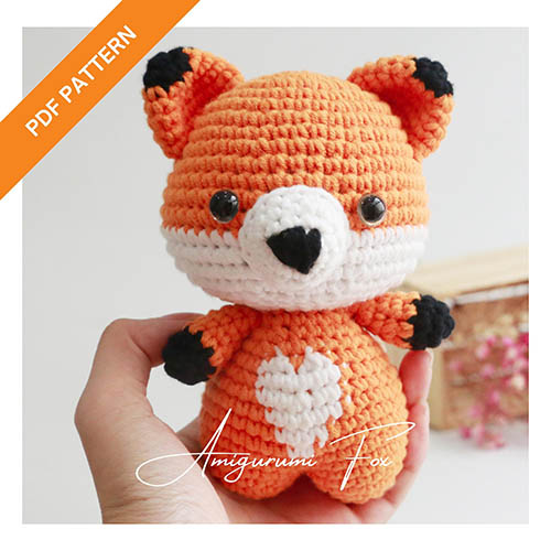 ami019-Fox with heart crochet pattern amigurumi – English pattern