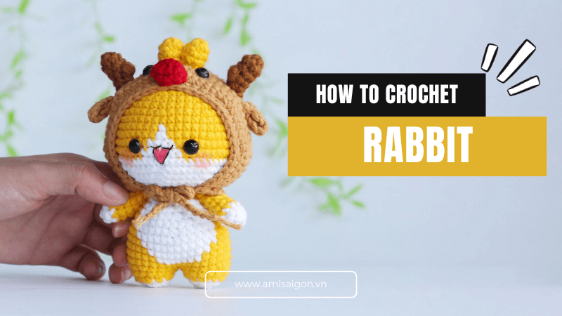 Rabbit in Reindeer outfit amigurumi Free crochet tutorial