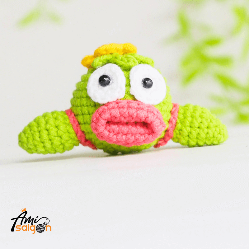 Monster wide mouth green Amigurumi - Free Crochet pattern by AmiSaigon